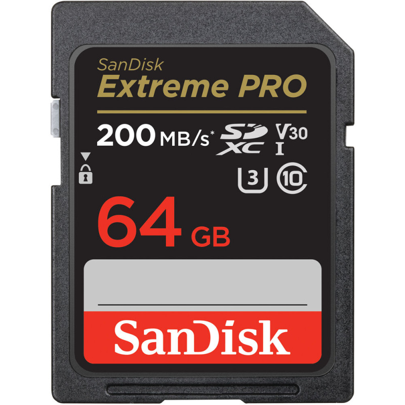 картинка Карта пам'яті SanDisk SD 64GB C10 UHS-I U3 R200/W90MB/s Extreme Pro V30 (SDSDXXU-064G-GN4IN) от магазина Chako.ua