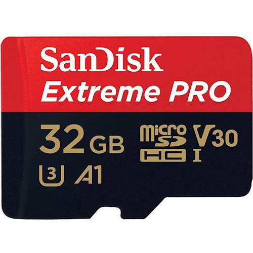 картинка SanDisk 32GB microSDHC V30 A1 UHS-I U3 R100/W90MB/s 4K Extreme Pro + SD	(SDSQXCG-032G-GN6MA) от магазина Chako.ua