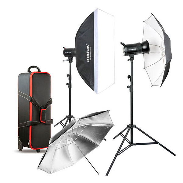 картинка SK300II-E - Спалах - Набор студийный GODOX SK300II (SK300II-2, софт.60х90-1, рефл-2, зонт-2, стойка-2, радио, сумка) от магазина Chako.ua
